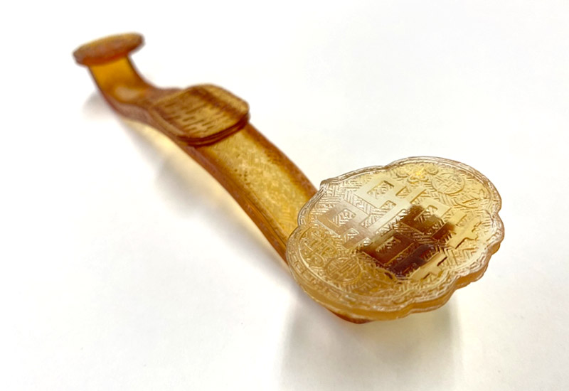 祥瀧 琉璃喜字如意(橘) 文鎮 擺飾